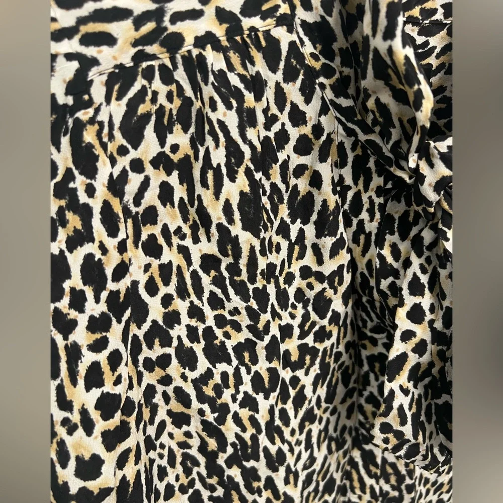 100% Silk Animal Print Blouse - J. Crew - Black and Cream - Natural Fibers